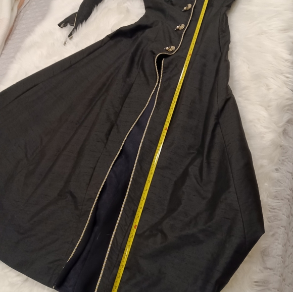 Vintage Couture Craig Signer Black Taffata Silk Gown with Gold Embellishments - Picture 4 of 12